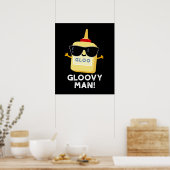 Gloovy Man Funny Super Glue Pun Dark BG Poster (Küche)