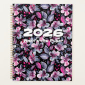 Gloria-Black,Gray,Pink Floral Customizable Planner Planer (Vorderseite)