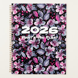 Gloria-Black,Gray,Pink Floral Customizable Planner Planer