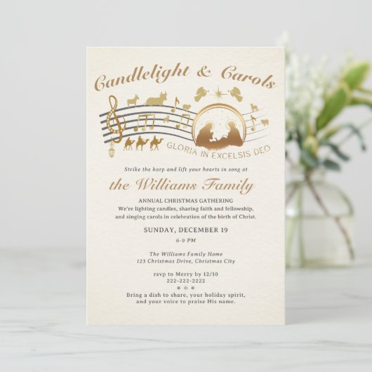 Gloria in Excelsis Deo Christmas Carols Gathering Einladung (Stehend Vorderseite)