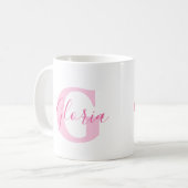 Gloria Name Bedeutung und Monogramm rosa Text Kaffeetasse (Vorderseite Links)