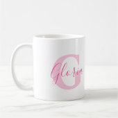 Gloria Name Bedeutung und Monogramm rosa Text Kaffeetasse (Links)