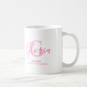 Gloria Name Bedeutung und Monogramm rosa Text Kaffeetasse