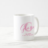 Gloria name meaning and monogram pink text kaffeetasse (VorderseiteRechts)