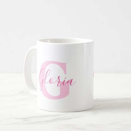 Gloria name meaning and monogram pink text kaffeetasse (Vorderseite Links)