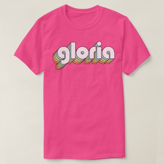 Gloria Retro Rainbow Typografie Faded Style T-Shirt (Design vorne)