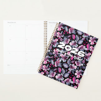 Gloria-Schwarz, Grau, Rosa Florales anpassbares Pl Planer