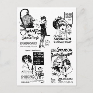 Gloria Swanson Stummfilm-Werbung Postkarte