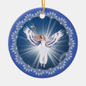 Gloria-Weihnachtsengels-Baum-Verzierung Keramik Ornament (Vorne)