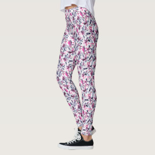 Gloria Weiß, Grau und Rosa Aquarellfarben Leggings