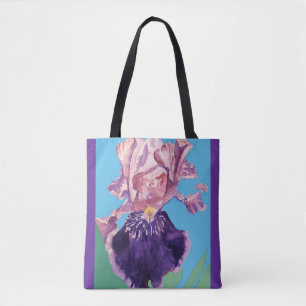 Gloriöser Lila Wasserfarben Iris Blume Blumenbeut Tasche