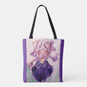 Gloriöser Lila Wasserfarben Iris Blume Blumenbeute Tasche (Rückseite)