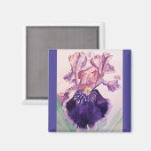 Glorioues Lila Iris Aquarellmalerei Magnet (Vorderseite/Rückseite)