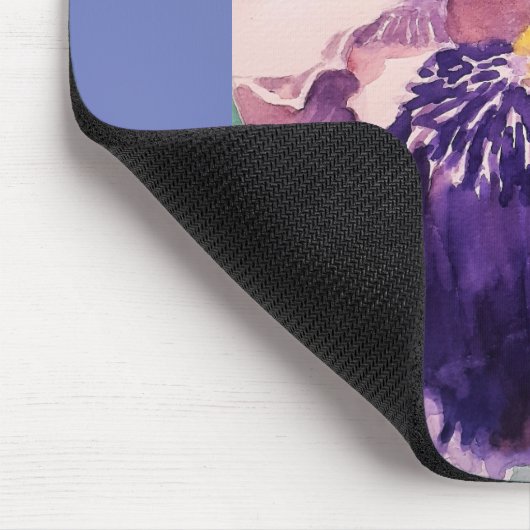 Glorioues Lila Iris Aquarellmalerei Mousepad (Ecke)