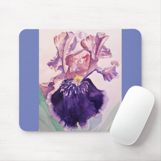 Glorioues Lila Iris Aquarellmalerei Mousepad (Mit Mouse)