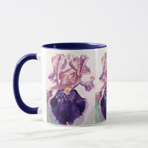 Glorioues Lila Iris Aquarellmalerei Tasse