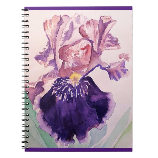 Glorioues Lila Iris Watercolor-MalNotebook Notizblock (Vorderseite)
