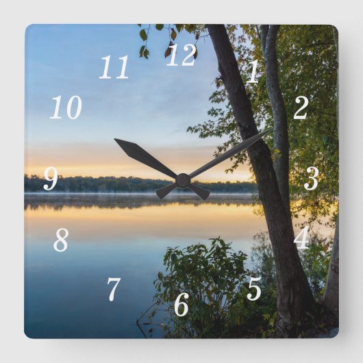Glorious Autumn Morning Wall Clock Quadratische Wanduhr (Vorderseite)