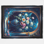 Glorious floral Bouquet under moonlit Sky Fleecedecke (Vorderseite (Horizontal))