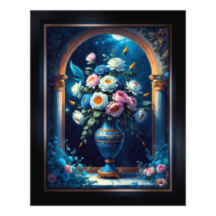 Glorious floral Bouquet under moonlit Sky Fotodruck