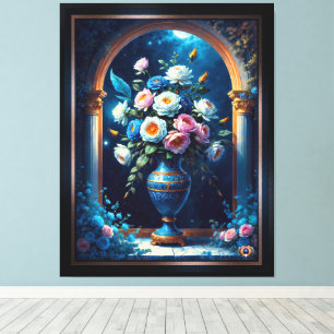 Glorious floral Bouquet under moonlit Sky Leinwanddruck