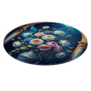 Glorious floral Bouquet under moonlit Sky Schneidebrett