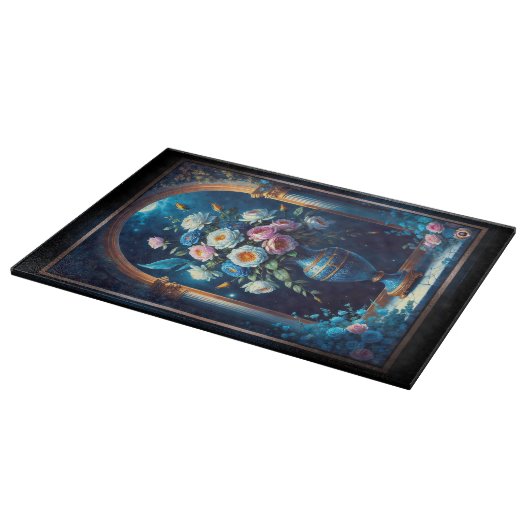 Glorious floral Bouquet under moonlit Sky Schneidebrett (Ecke)