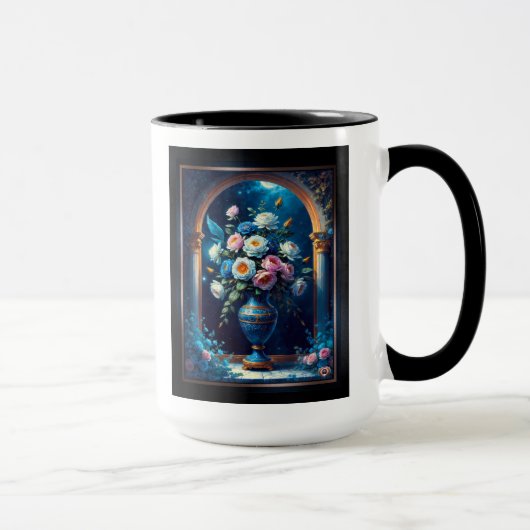 Glorious floral Bouquet under moonlit Sky Tasse (Rechts)