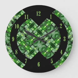 Glorious Green Abstrakt Pattern Wall Clock Große Wanduhr