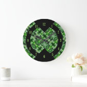 Glorious Green Abstrakt Pattern Wall Clock Große Wanduhr (Zuhause)