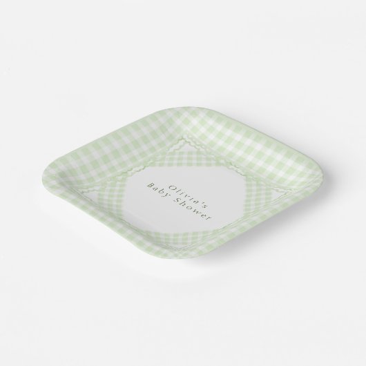 Glorious Green Gingham Pappteller (Gewinkelt)