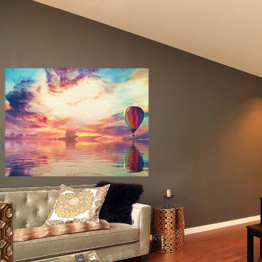 Glorious Hot Air Ballon Sunrise Aquamarin Peach Go Poster