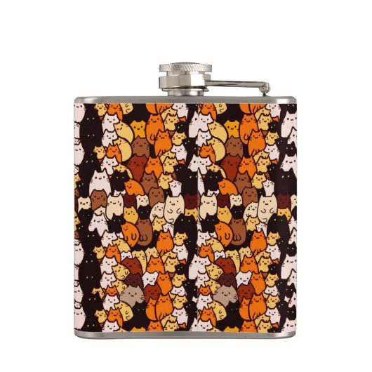 Glorious Katzen Muster .. Kawaii doodle art Flachmann (Rückseite)