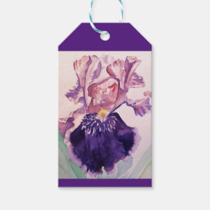 Glorious Lila Iris Blume floral Wasserfarbe Geschenkanhänger