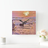 Glorious Ocean Sunset Quadratische Wanduhr (Zuhause)
