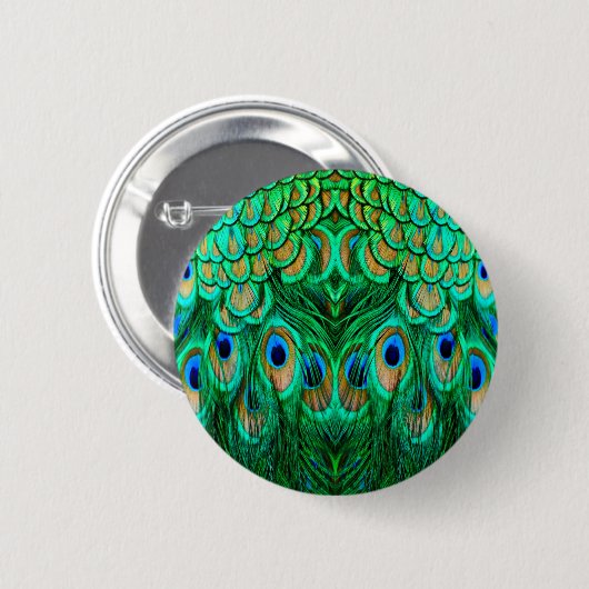 Glorious Peacock Feathers Button (Vorne & Hinten)