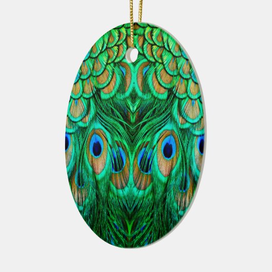 Glorious Peacock Feathers Keramik Ornament (Links)