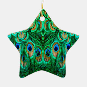 Glorious Peacock Feathers Keramikornament