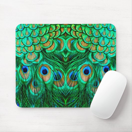 Glorious Peacock Feathers Mousepad (Mit Mouse)