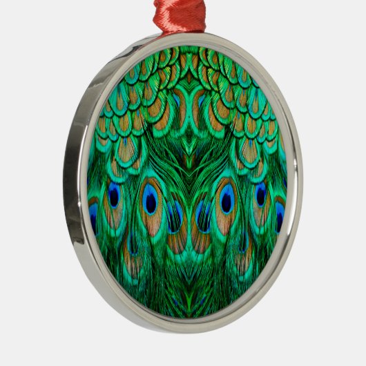 Glorious Peacock Feathers Ornament Aus Metall (Rechts)