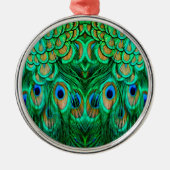Glorious Peacock Feathers Ornament Aus Metall (Vorne)