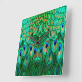 Glorious Peacock Feathers Quadratische Wanduhr (Winkel)