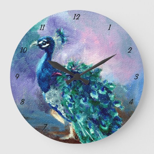 Glorious Peacock II Große Wanduhr (Vorderseite)