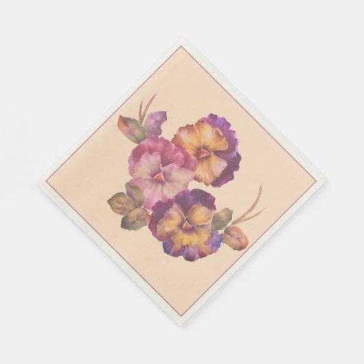 Glorious Stiefmütterchens Watercolor Napkins Serviette (Ecke)