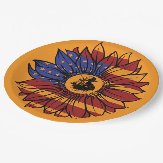 Glorious Veterans orange Pappteller (Schrägansicht)