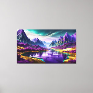 Glorreiche Lila und goldene Landschaft Leinwanddruck