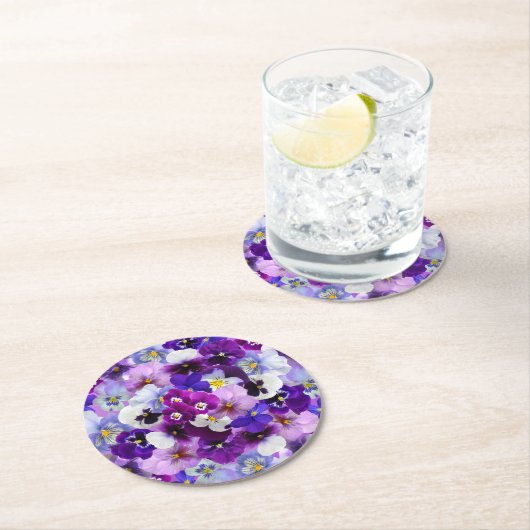 Glorreiche Stiefmütterchen Runder Pappuntersetzer (Vor Ort)