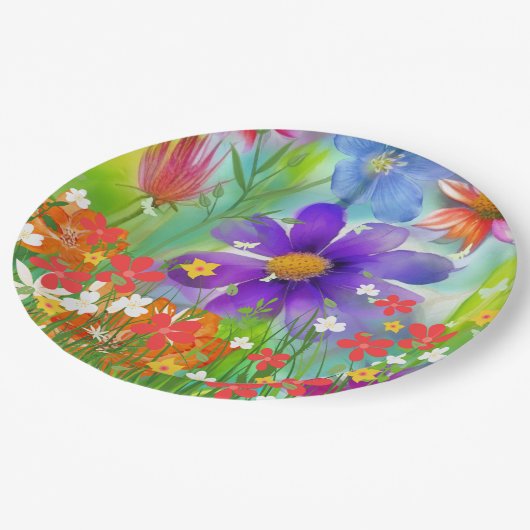 Glorreicher Frühling Pappteller (Schrägansicht)