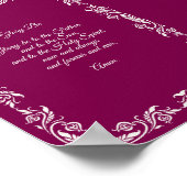 Glory Be Prayer Ivory White Botanicals on Burgundy Poster (Ecke)