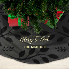 Glory to God Botanical Christmas Black Polyester Weihnachtsbaumdecke